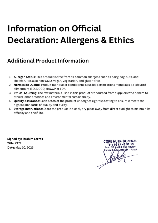 Déclaration Allergènes