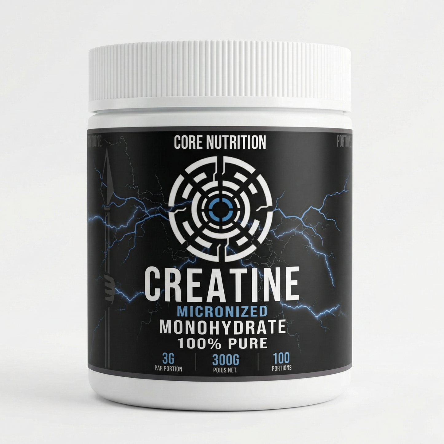 Core Nutrition Creatine supplement container on a white background
