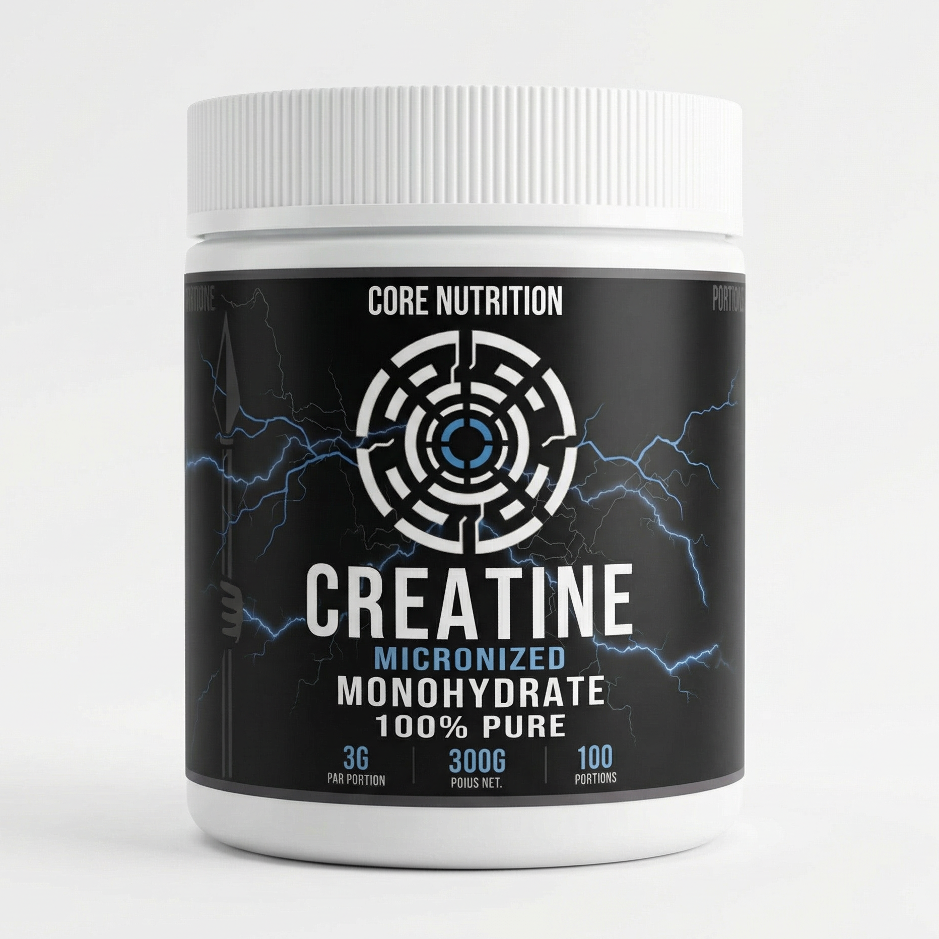 Core Nutrition Creatine supplement container on a white background