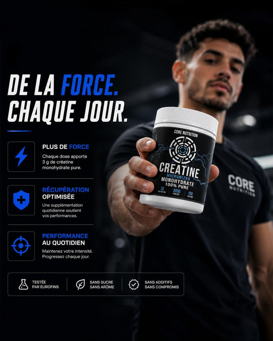 Créatine Core Nutrition mélangée dans l’eau
